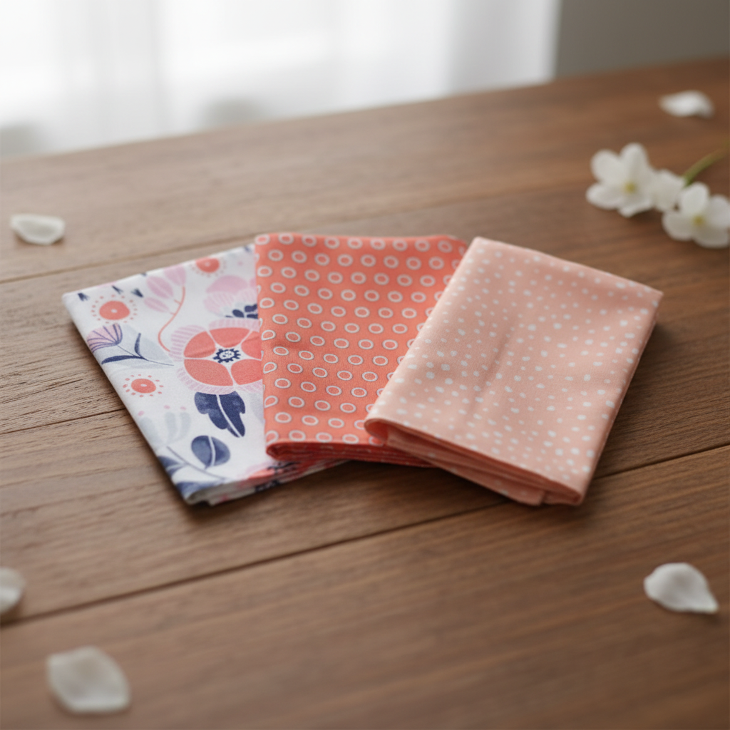 Cotton handkerchiefs orange sea set 1