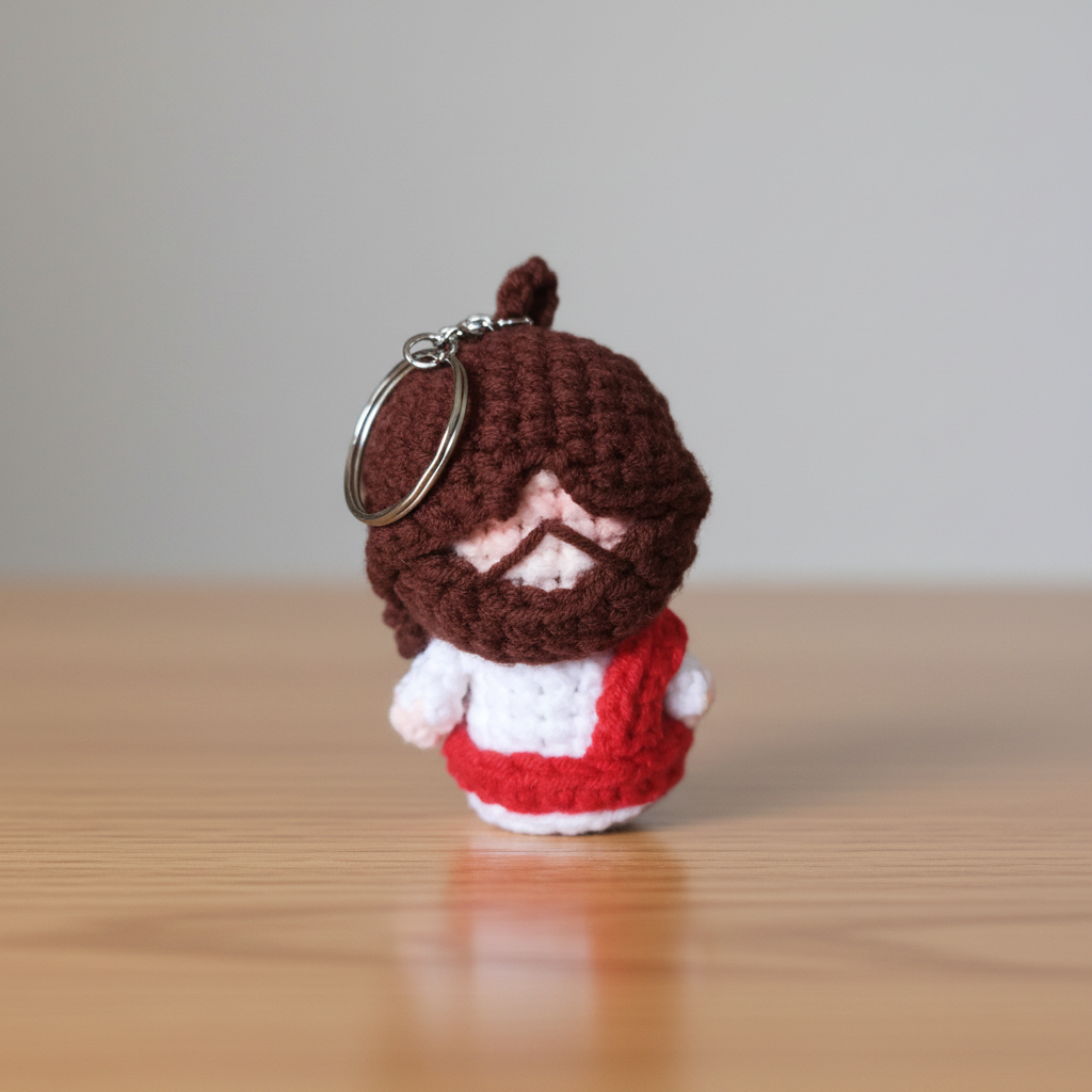 Jesus crochet keychain