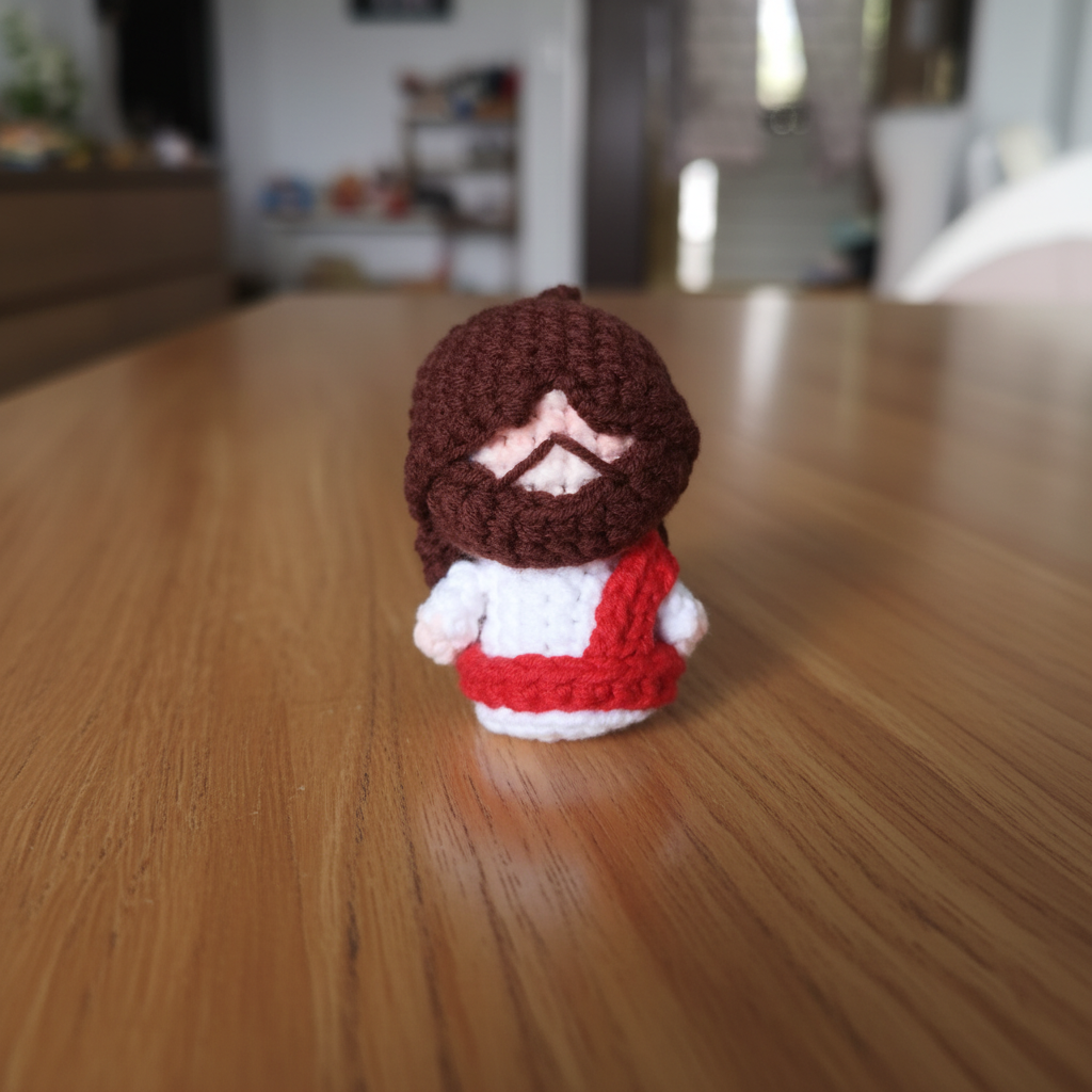 Jesus crochet keychain