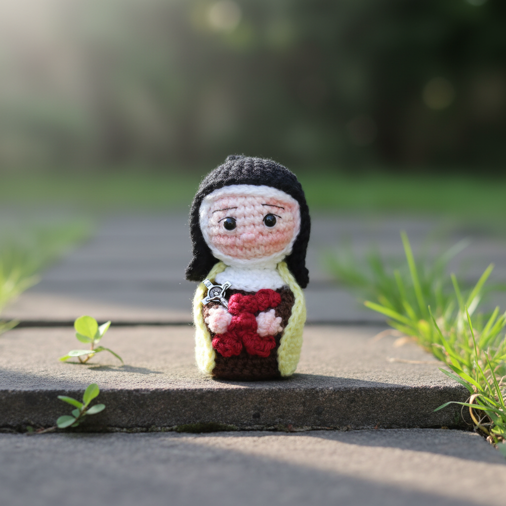 Saint Therese of Lisieux crochet keychain